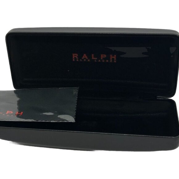 Ralph Ralph Lauren XL Black Clamshell Sunglasses Eyeglasses Hardcase Logo Travel - Picture 1 of 11
